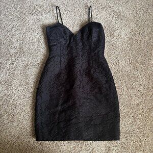 J. Crew Dress Womens 0 Black Floral Jacquard Sweetheart Bodycon Mini Lined